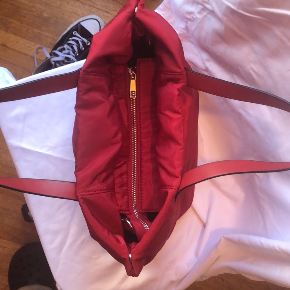 Zara Basic Collection Cherry Red Nylon Purse - image 4